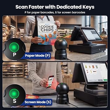 Eyoyo Hands-Free Omnidirectional USB Wired Desktop 1D&2D QR Barcode Scanner