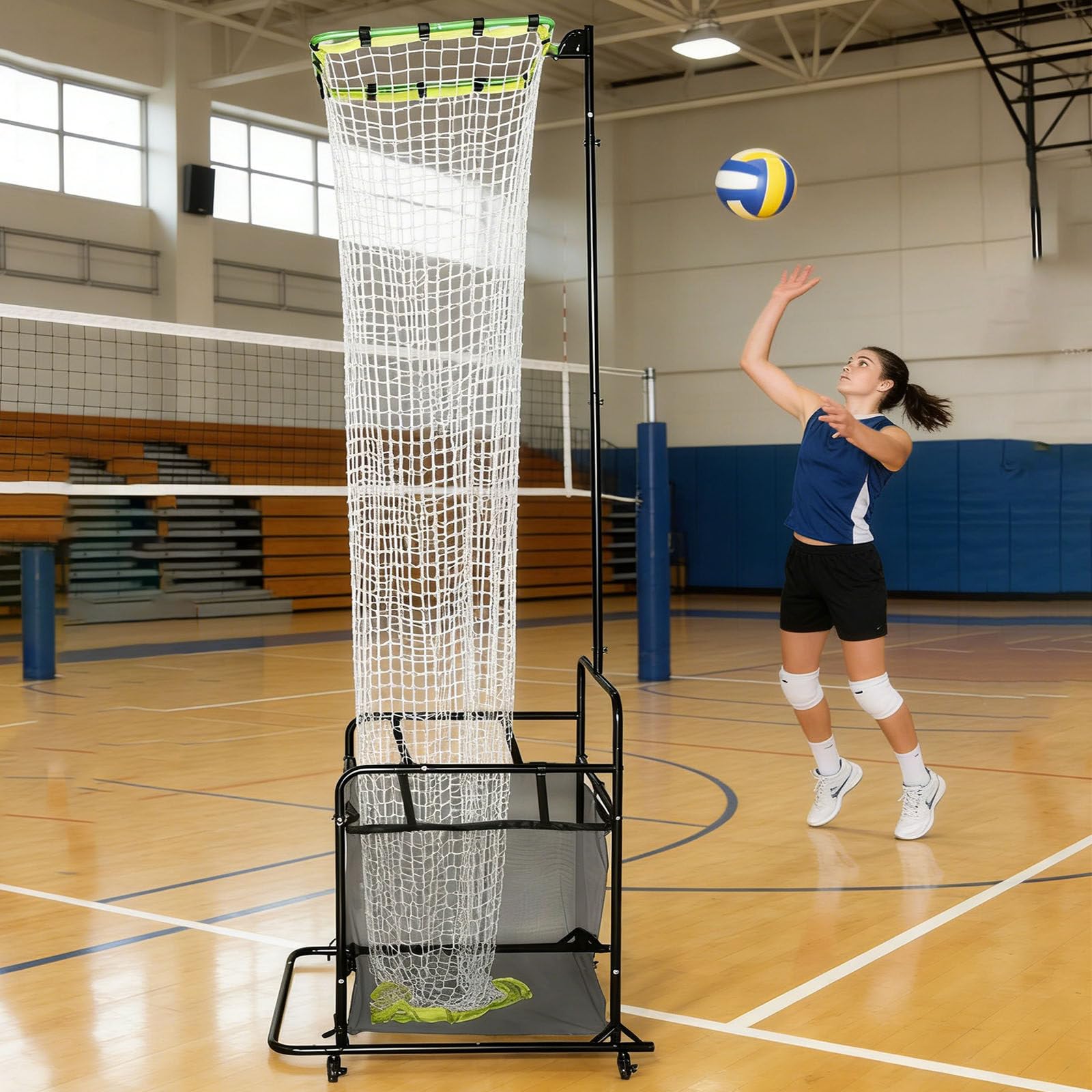ZMJGLL Volleyball Spike Trainer Setter Training Equipment w/5 Adjustable Angles & Heights, Indoor Outdoor Practice Net for Serving, Spiking