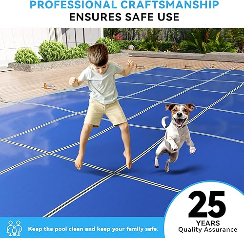 Miniatura 7 de Poollord Cubierta de seguridad para piscina enterrada que se adapta a 18 x 36 pies, correas fluorescentes nocturnas mejoradas, clasificación UL