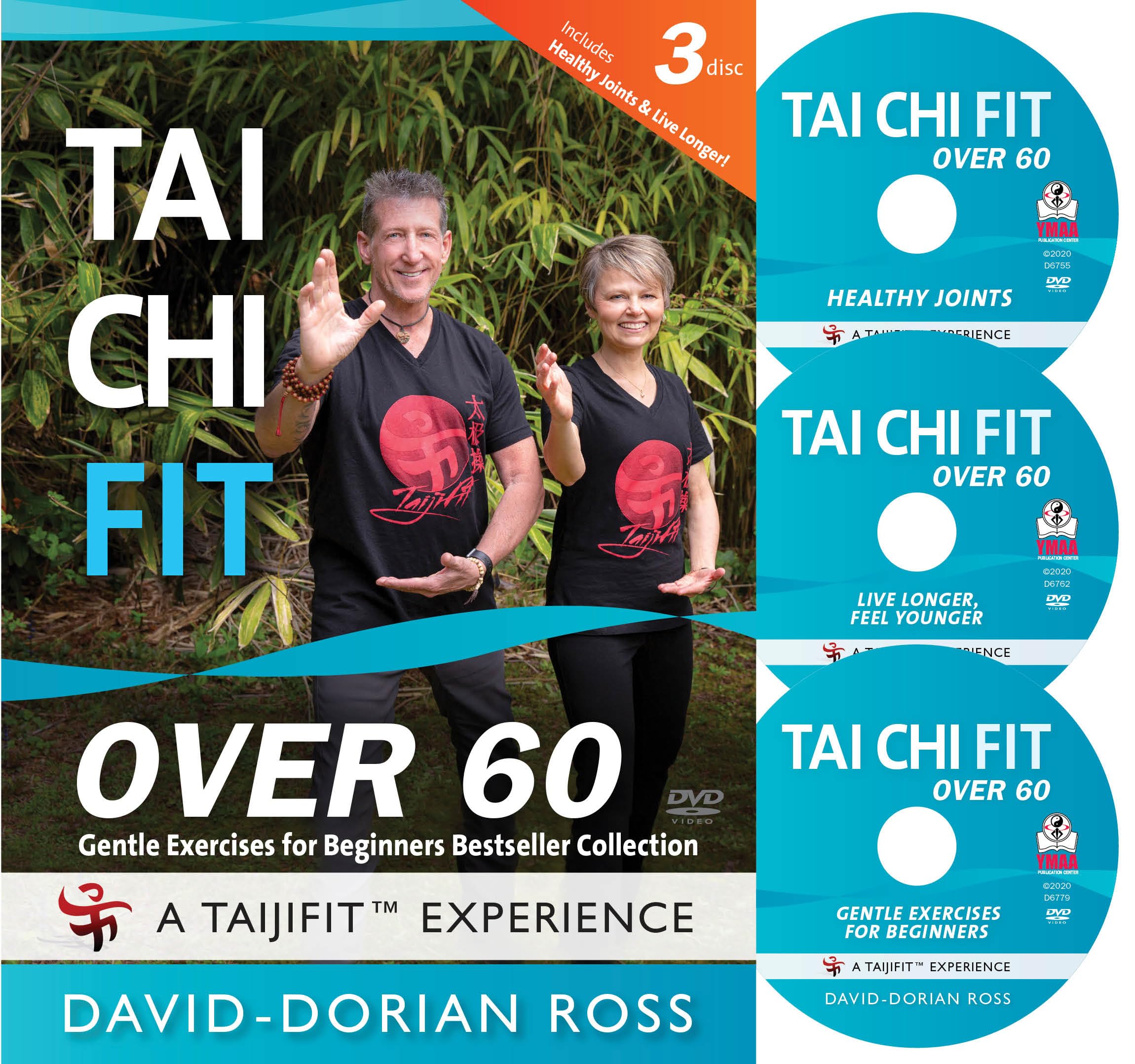 Bundle: 3-DVD set Tai Chi Fit Over 60 by David-Dorian Ross (YMAA) Gentle Exercise for Beginners DVD, Healthy Joints DVD, Live Longer and Feel Younger DVD for Balance, Health and Longevity