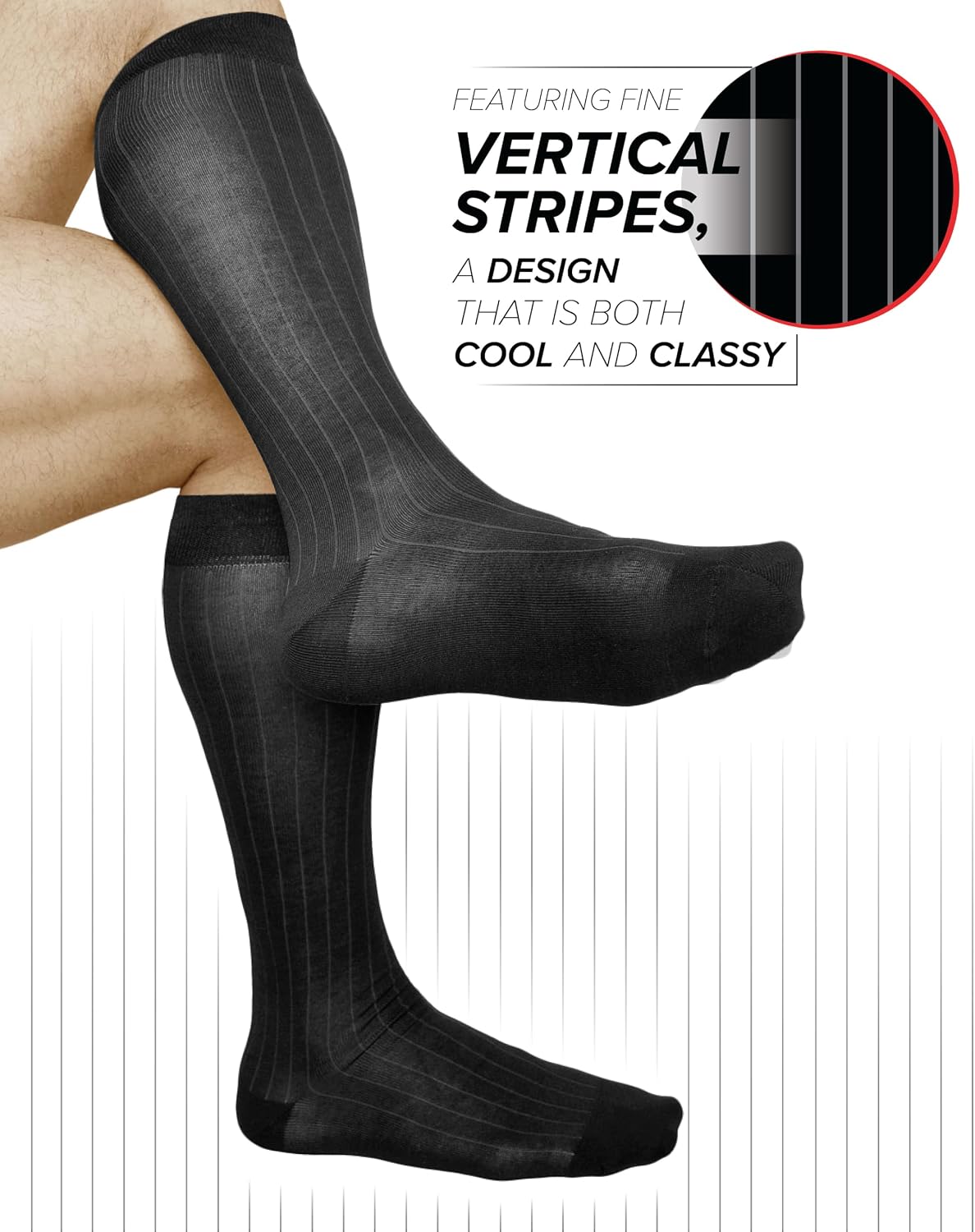 Men's Stylish Quality Knee Length Socks (2 PAIRS) Mercerized Cotton