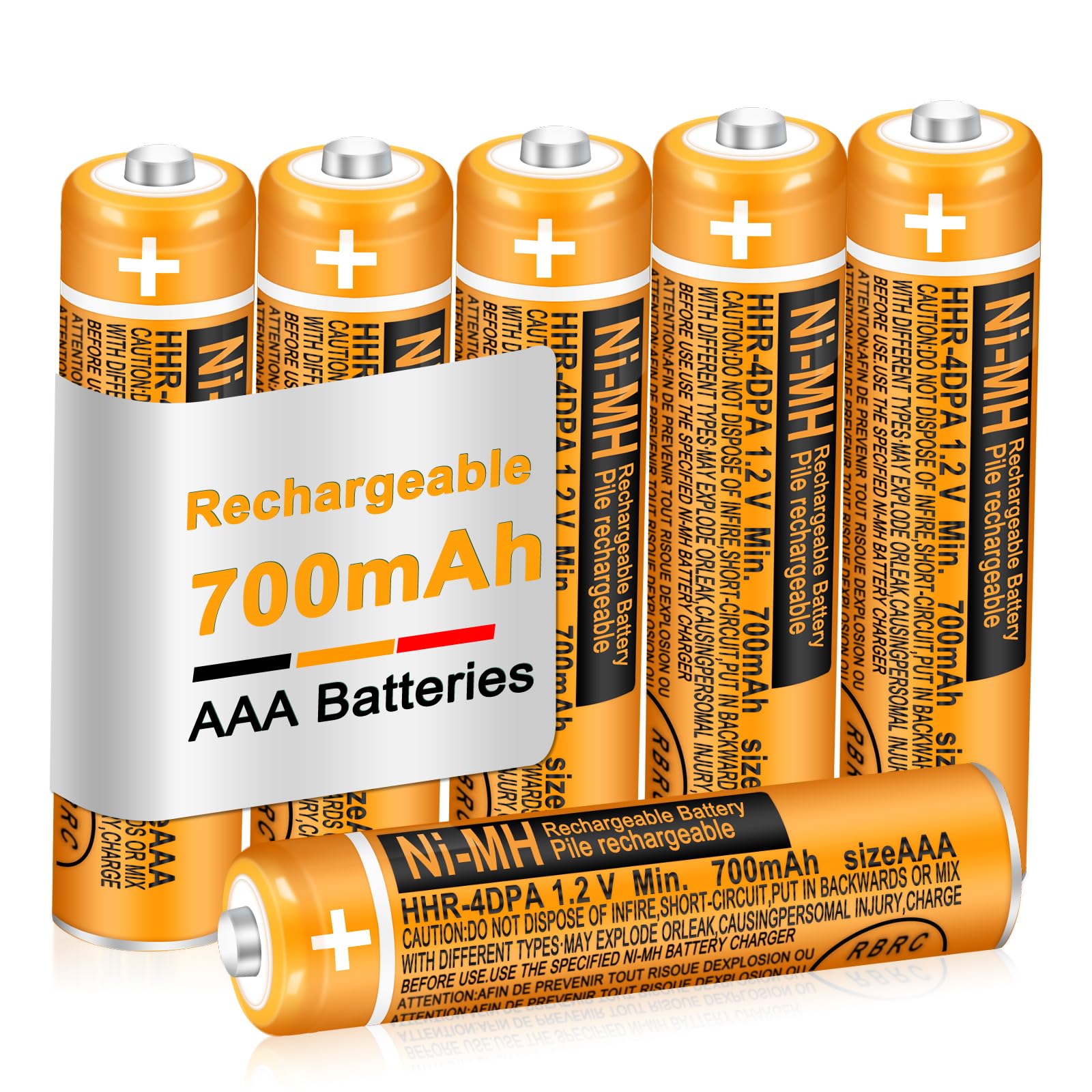 CUCESH NI-MH AAA Rechargeable Battery 1.2V 700mah Rechargeable AAA Batteries for Panasonic Cordless Phones, Remote Controls, Electronics (6)