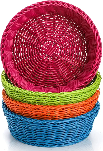 AVLA 4 Pack Woven Breads Baskets, Imitation Rattan...