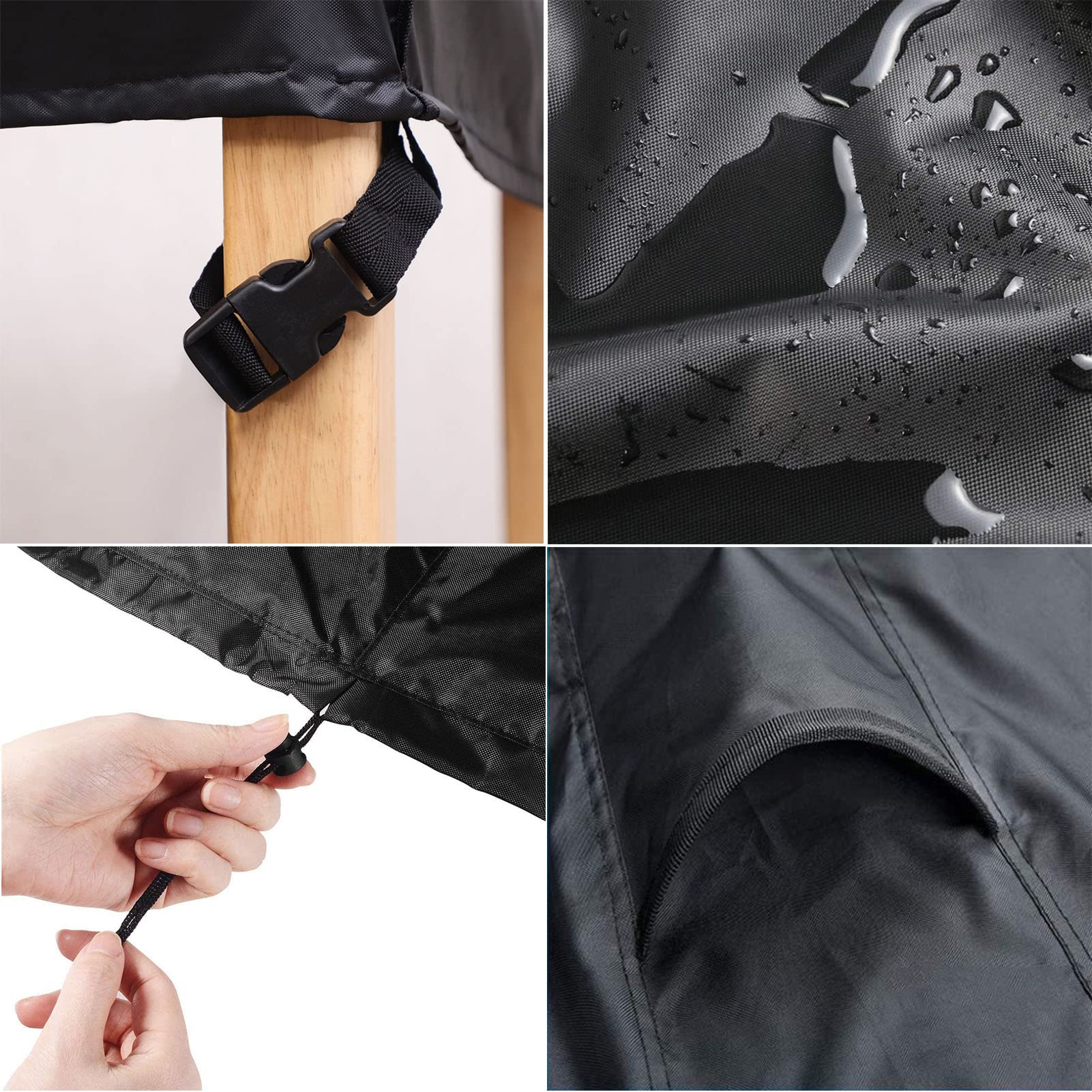 Funda impermeable de piel de jardín de 127 x 127 x 73.7 cm, 420D, juego de mesa y silla de patio de buey para exteriores, protección para mesa de café y patio trasero