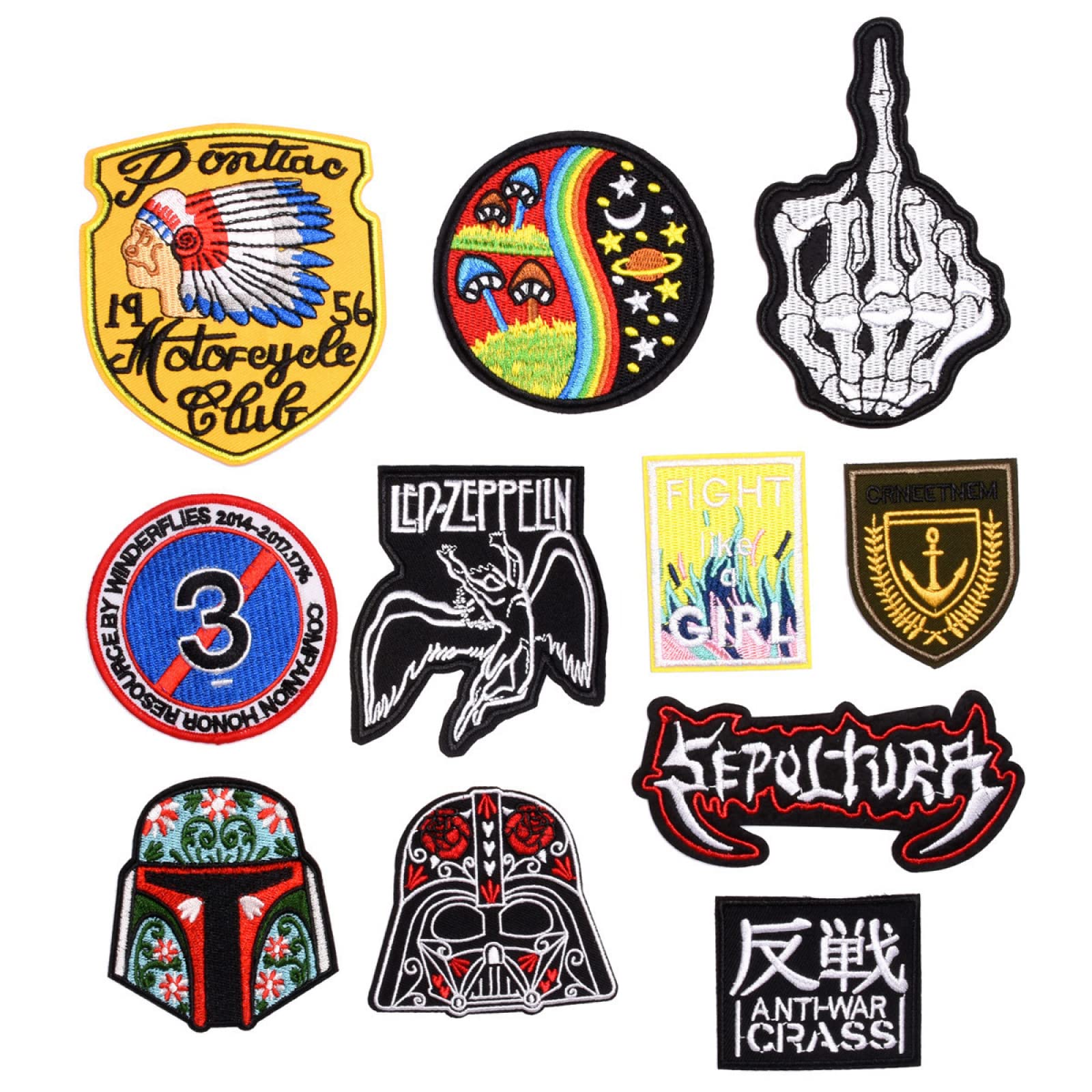 Patch Brodé À Coudre Noir pour Réparation Vêtements et Broderie Patch Tissu Denim 11 Pcs