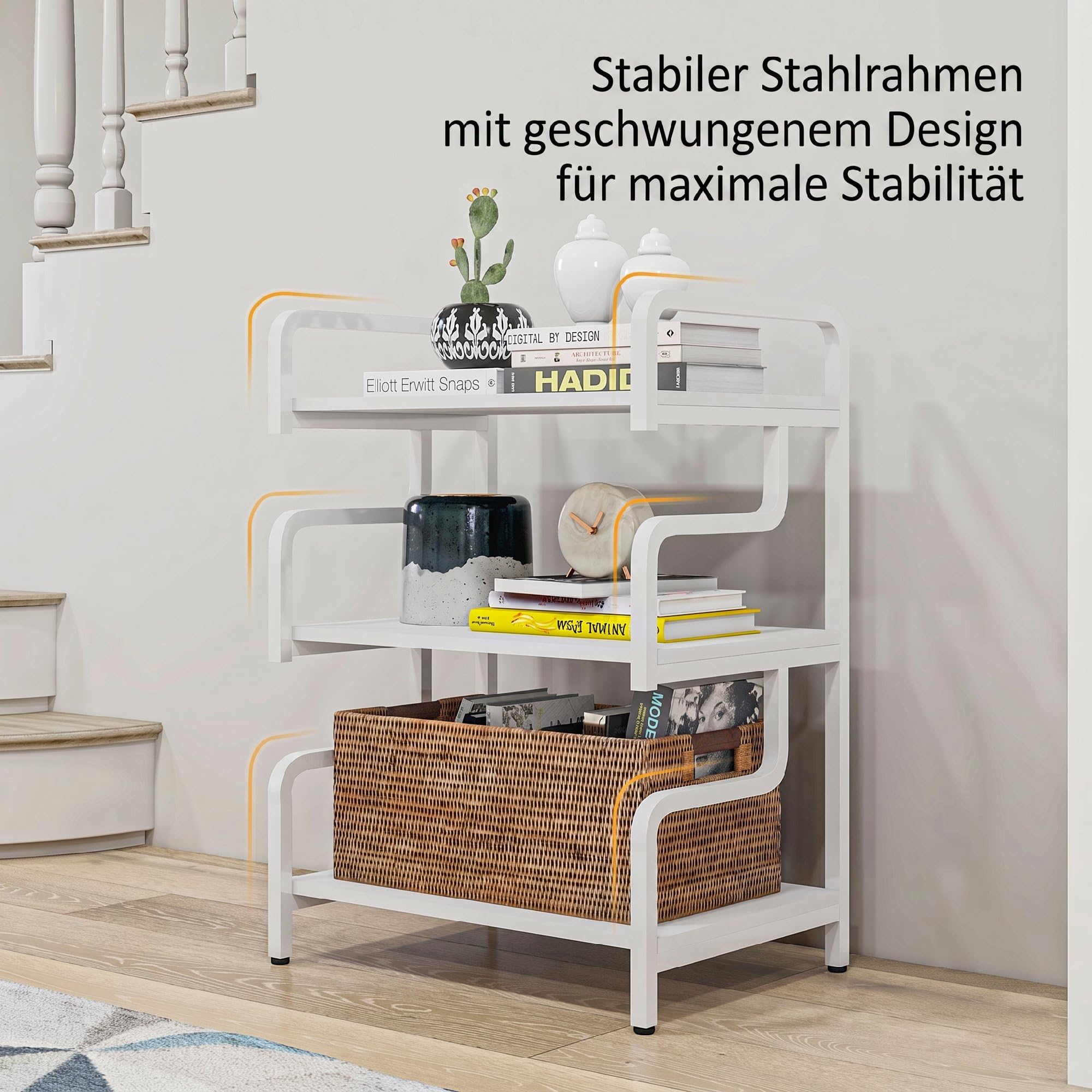 HOMCOM Druckerständer Druckertisch mit 3 Ebenen Stauraum 55x40x77cm Weiß