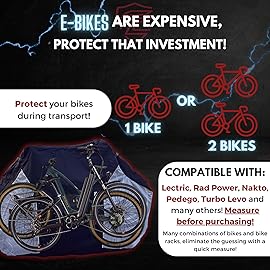 Formosa Covers Stronger Zipper Travel Bike Cover for Transport on Rack - Bicycle Protection for Rear Hitch Transport - Heavy Duty E-Bike Enclosure - Pick CORRECT Size (Single, Dual, Quad)