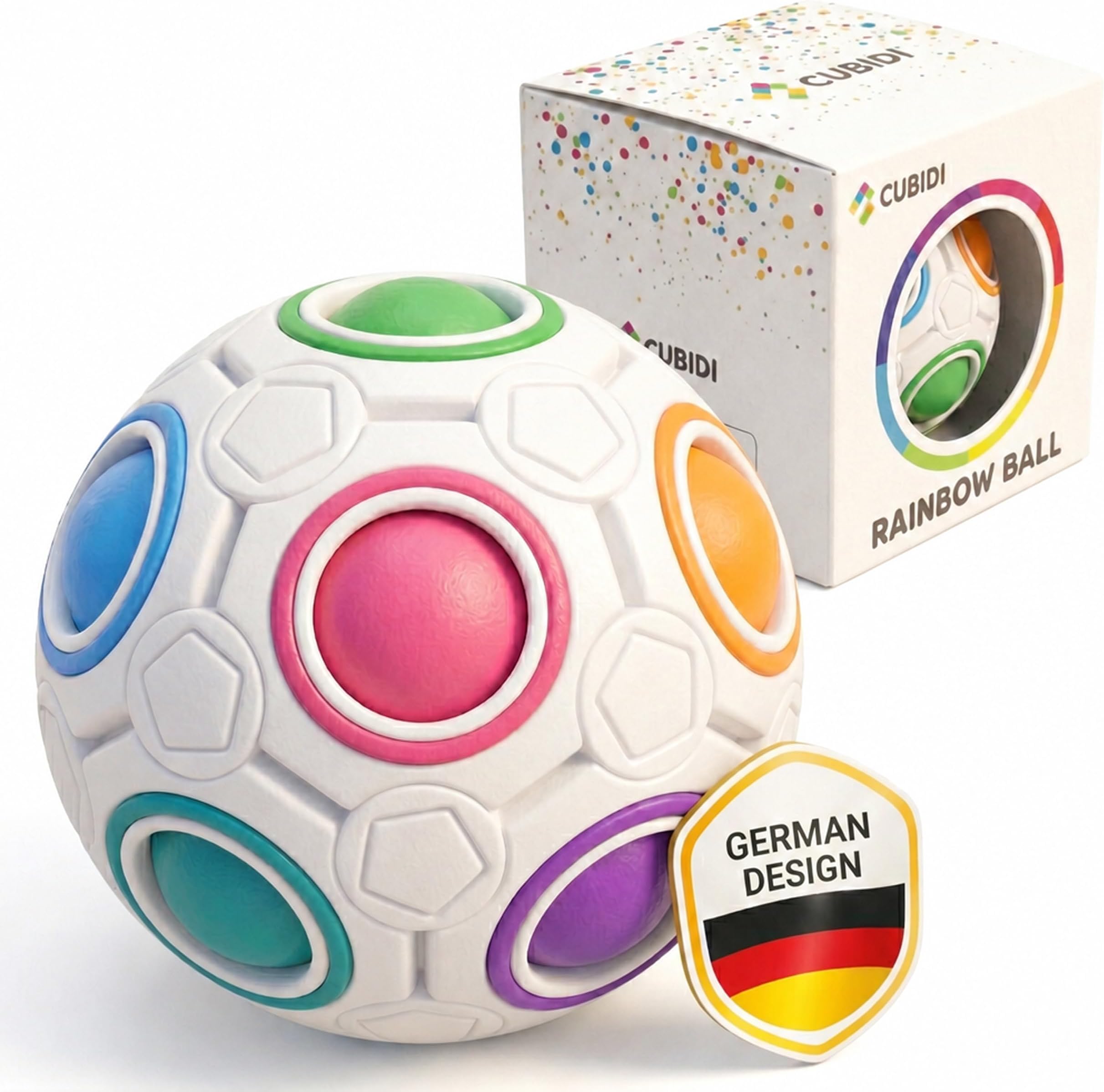 CUBIDI® Magic Rainbow Ball – Fun Puzzle Ball for Kids | Rainbow Puzzle Ball I Brain Teasers for Boys Ages 6-10 | Boys Toys I Teenage Boy Gifts | Travel Toy | Fidget Magic Ball