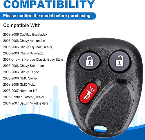 Miniatura 2 de CAUORMOTE Llavero remoto de entrada sin llave para Chevy Avalanche Suburban Tahoe Traverse 2007-2014, GMC Acadia Yukon Denali 2007-2014, Cadillac