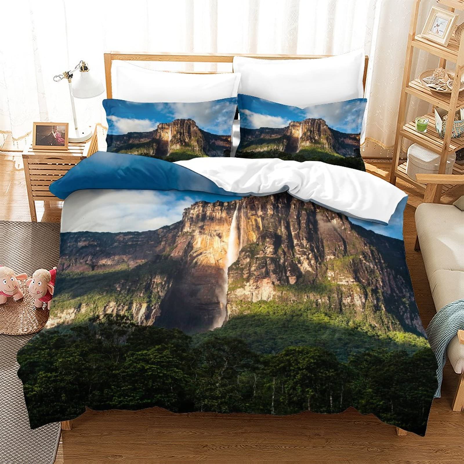 Housse de couette 3D Angel Falls lit double 3 pièces avec fermeture éclair