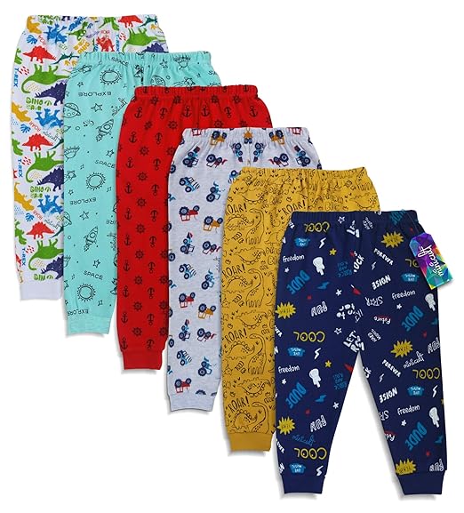 minicult Baby Boys Cotton All Over Print Pajama Bottom (Multi Pack)