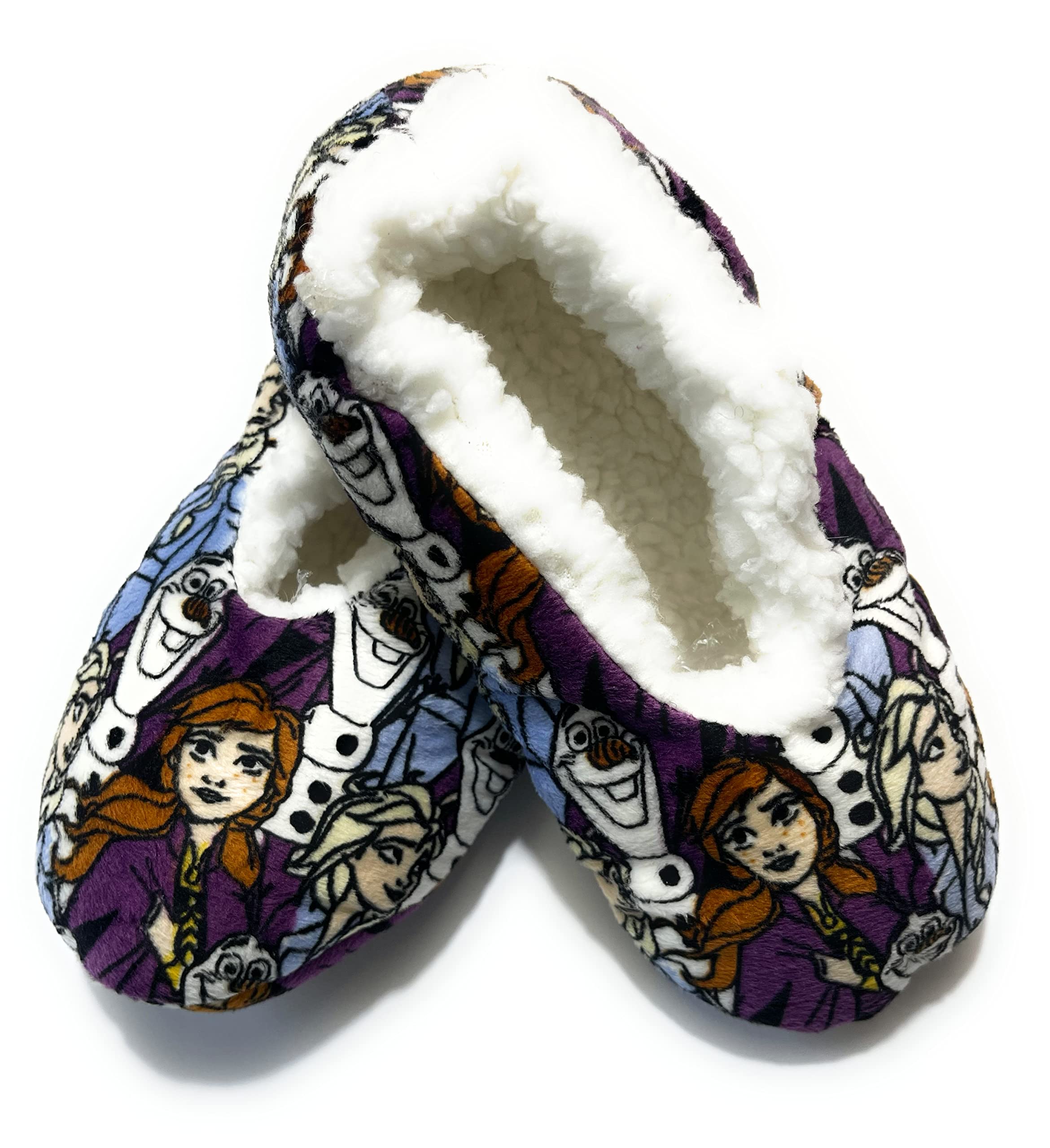 Disney Girls Fuzzy Babba Slipper Socks, Frozen 2 Anna Elsa Olaf