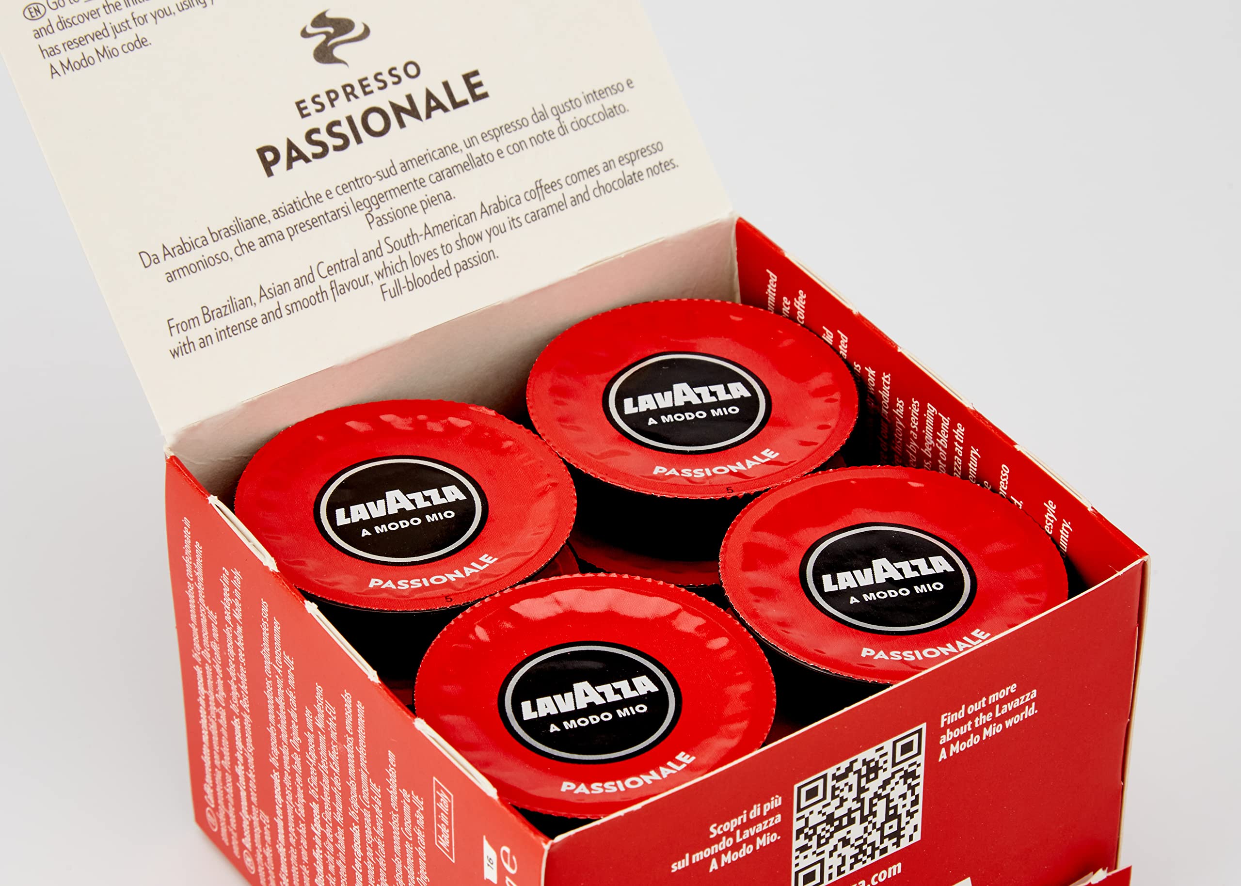 Lavazza, A Modo Mio, 128 Cápsulas de Café Sabores Surtidos, 8 Paquetes de 16 Cápsulas, 2 x Crema y Sabor, 2 x Calidad Roja, 2 x Passionale, 1 x Intenso, 1 x Dek Cremoso, (Cápsulas Lavazza Originales)