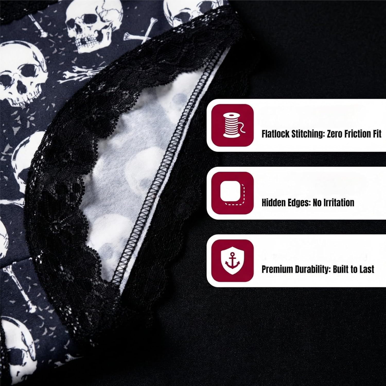 TenderTouch Women's Halloween Panties 6-Pack Cute Scary Spooky Rose Allover Print Hipster Underwear for Valentine's Day Gifts - Image 5