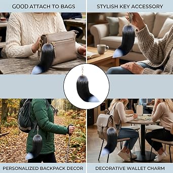 Therian Tail Keychain with Clasp, Furry Tail 40cm Silver Fox Tail for Bag Decoration, Tail Keychain for Cosplay Events