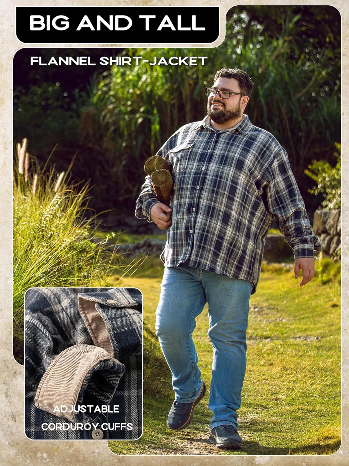 BRISIRA Big and Tall Mens Heavy Flannel Shirt 2XL-6XL Plaid Button Down Long Sleeve Soft Casual Daily Shirts - Image 4