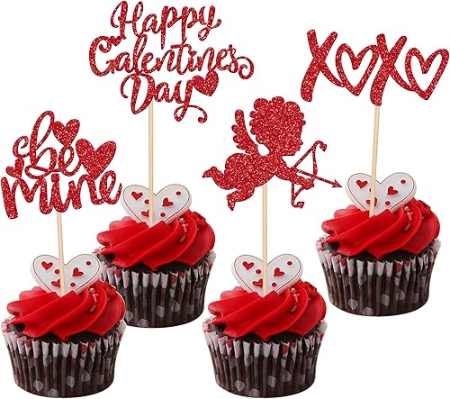 Vista 21 de Rsstarxi 1 paquete de decoración de pastel con purpurina para el día de San Valentín, labios de corazón, flecha de Cupido, para el día de San Diseño