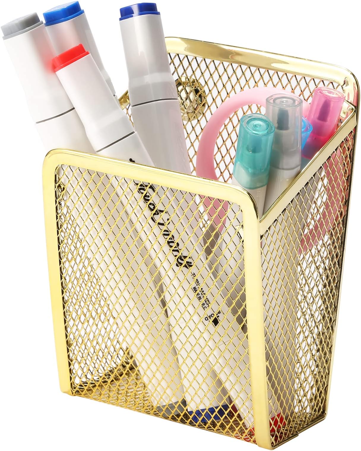 Sanpaint Magnetic Pencil Holder,Mesh Stainless Steel Pen Basket, Metal Writing Utensil Storage Organizer for Whiteboard,Blackboard,Kitchen, Locker, Home, or Office