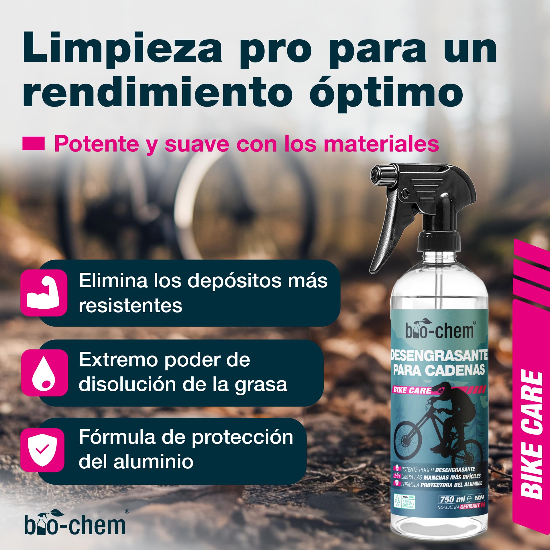 bio-chem Limpiador de cadenas de bicicletas 5L + 750ml + accesorios | Desengrasante para la limpieza grasa bicicleta - Cadenas de bicis de carretera y de montaña