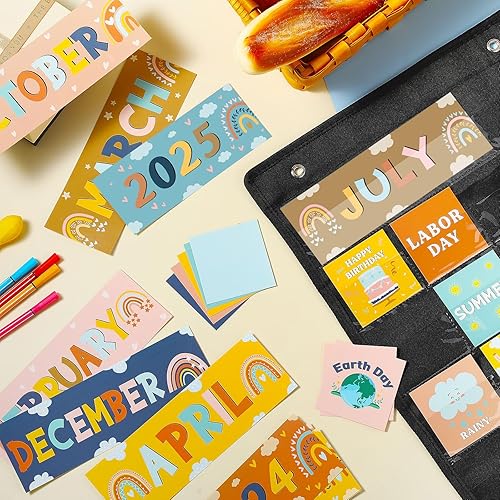 Miniatura 4 de Fulmoon Calendario de aula, juego de tablones de anuncios con calendario y tablón de anuncios con bolsillo para estaciones, festival, fecha, para