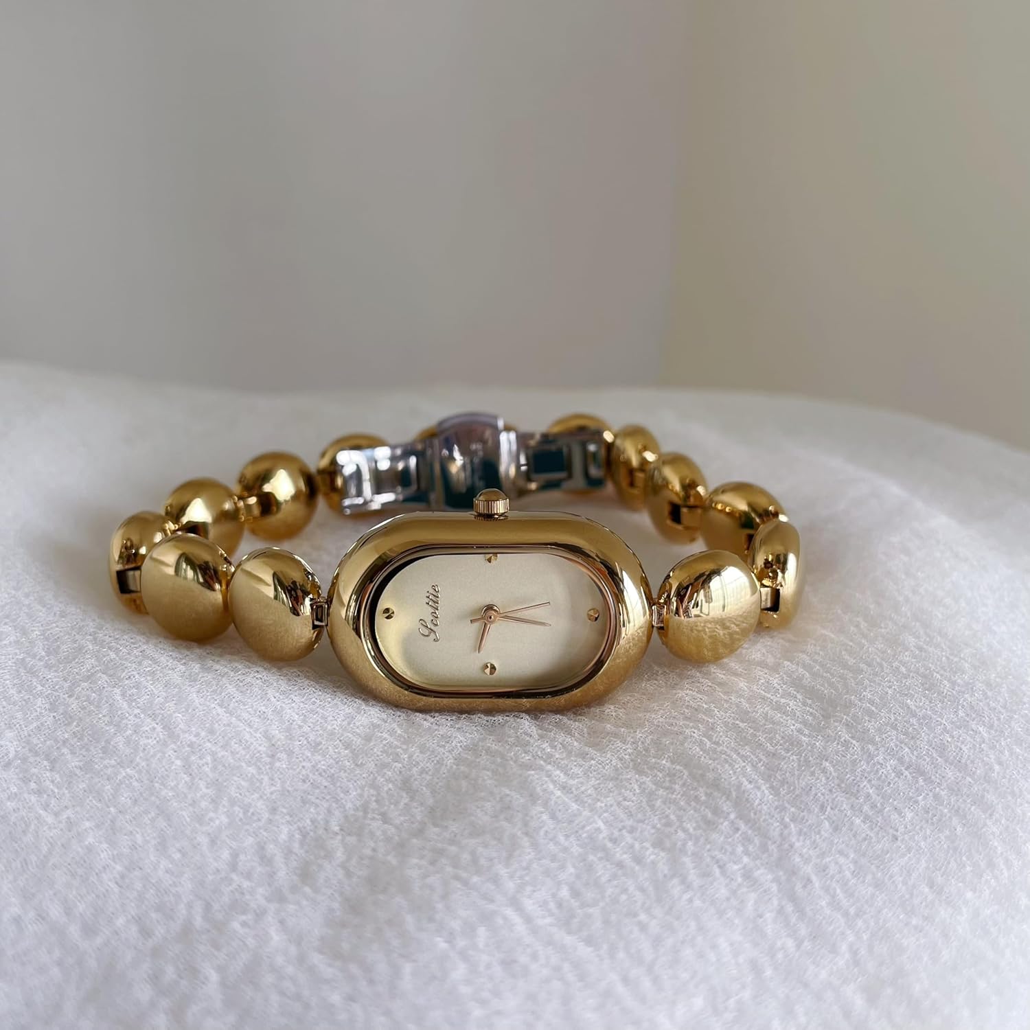 Gosasa Vintage Dainty Women’s Quartz Bracelet Watch – Luxury Minimalist Oval Gold Dial Slim Elegant Dress Ladies Diamond Wristwatch Waterproof - Image 6