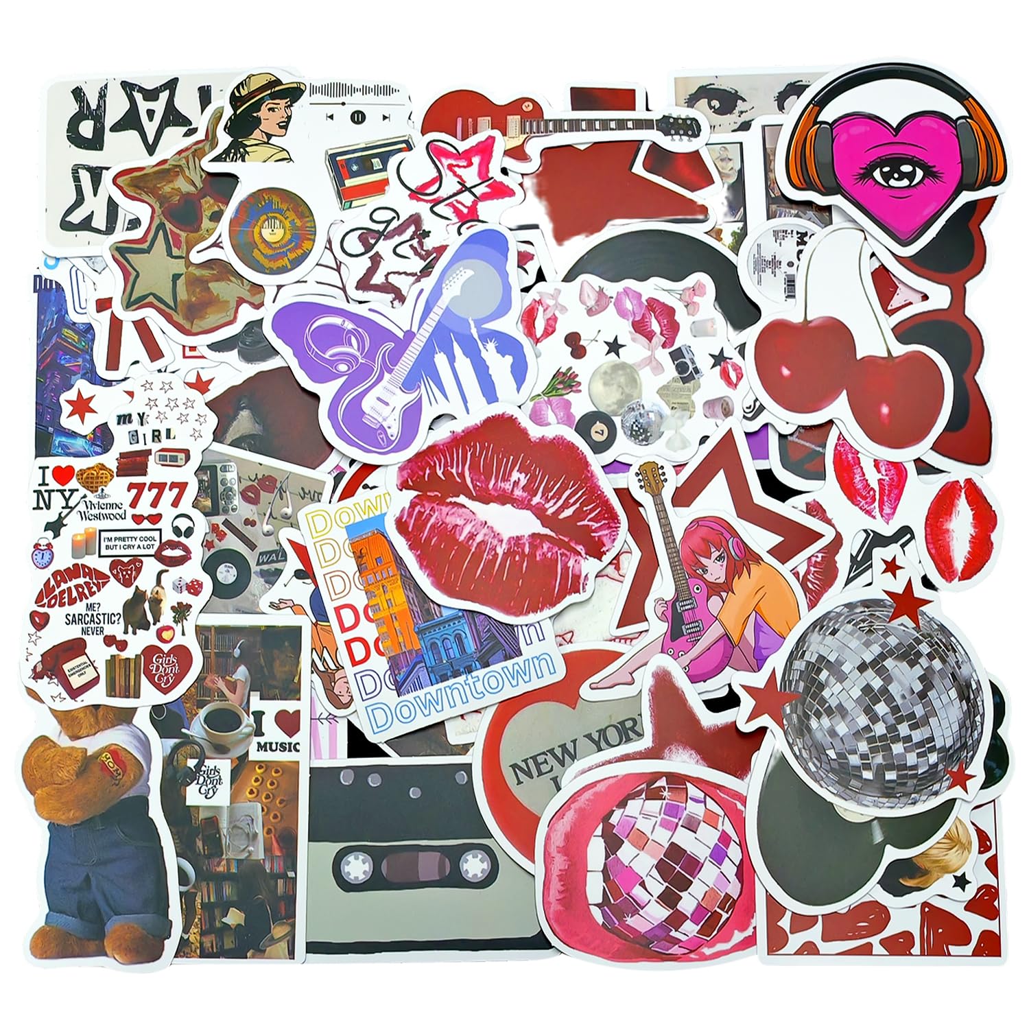 WUFGWBD 100 Trendy Stickers, Retro Stickers, Y2K Style Stickers, Creative And Interesting Stickers, Can Be Used To Decorate Skateboards, Scrapbooks, Computers, Water Bottles