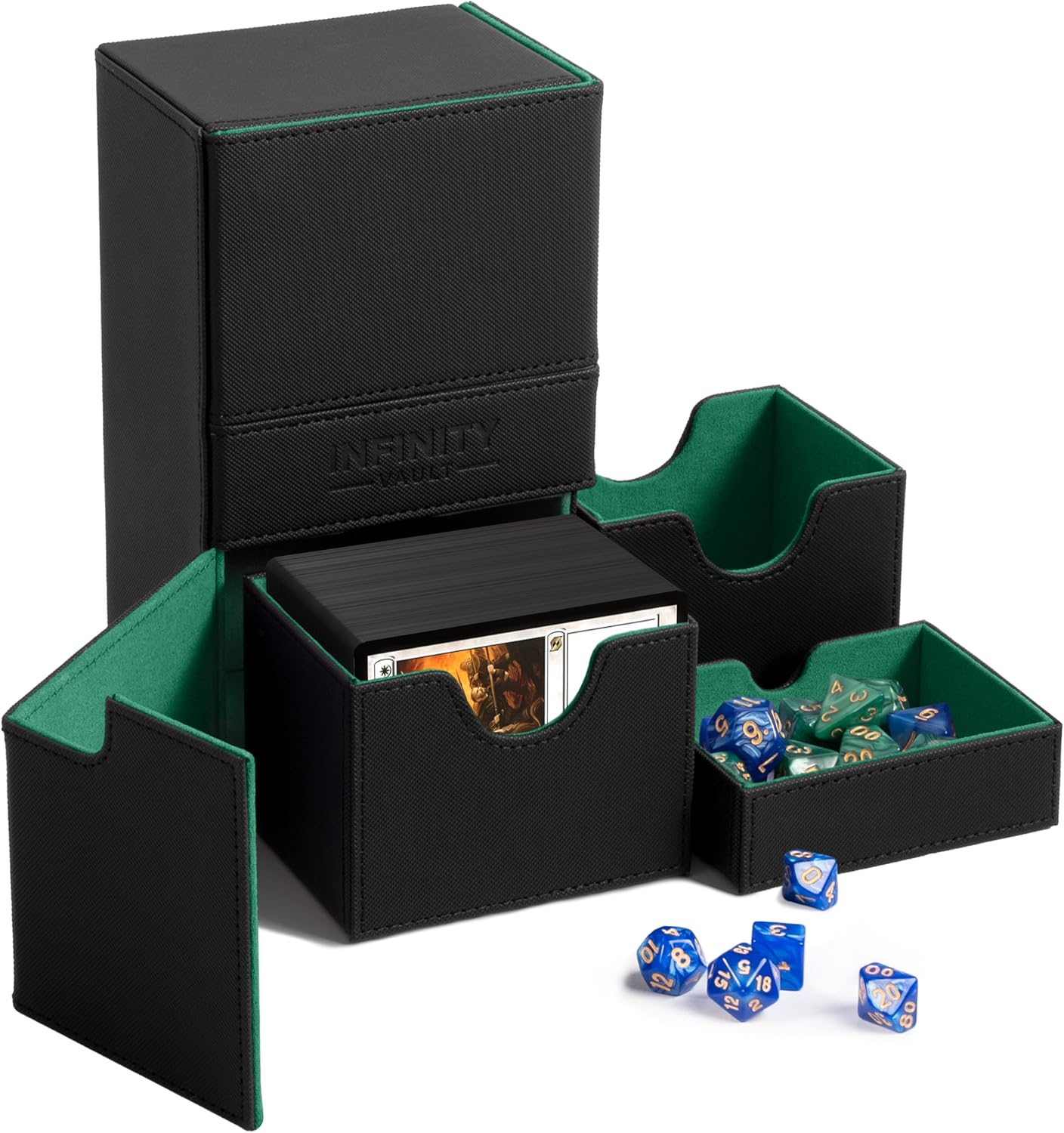Premium Commander Deck Box  MTG Deck Box for 200+ Double Sleeved Cards  Dual Sideloading Case with Dice Tray  TCG, Lorcana, Magic the Gathering Organizer