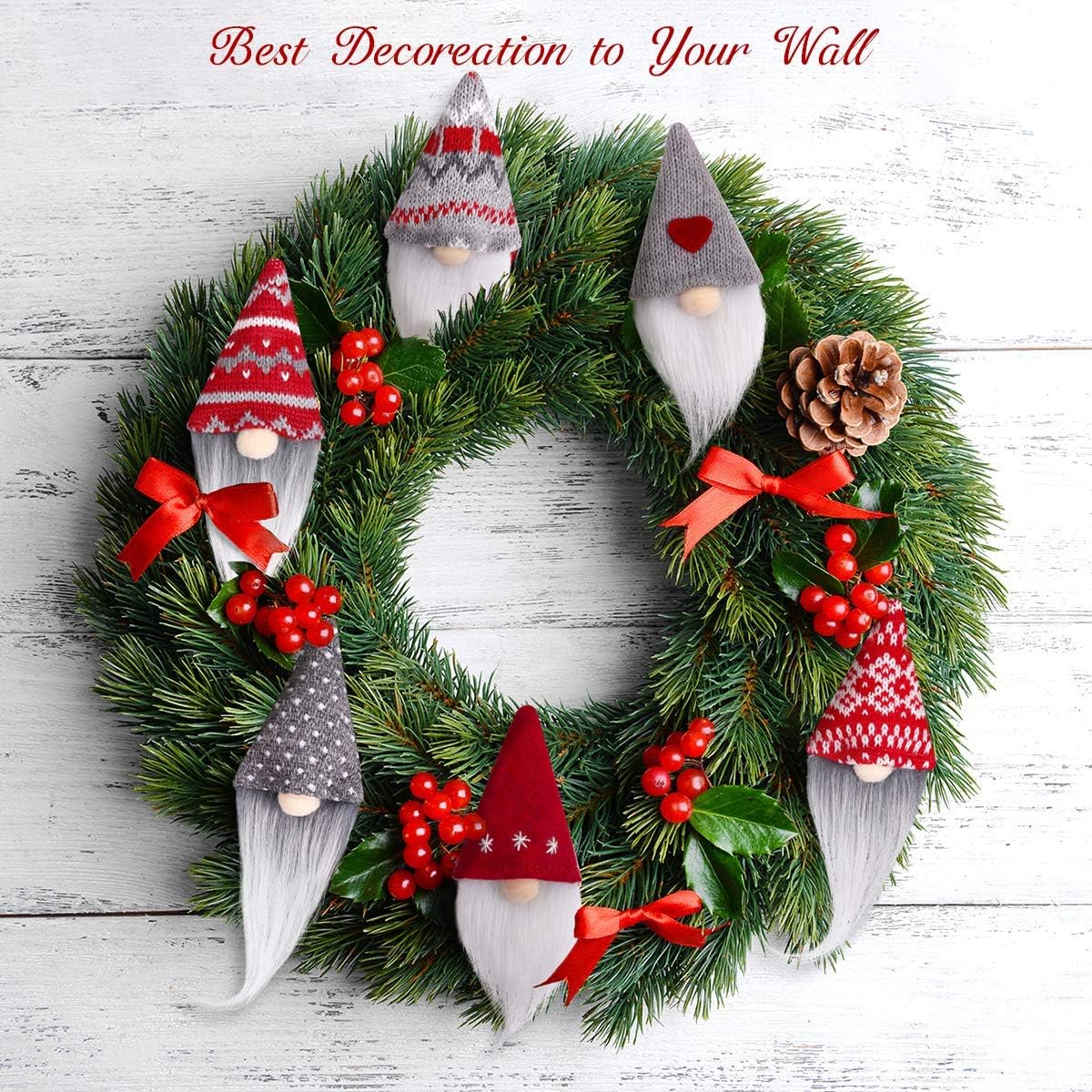 D-FantiX Gnome Christmas Tree Topper & Christmas Ornaments, 25 Inch Large Swedish Tomte Gnome Christmas Ornaments Santa Gnomes Plush Scandinavian Christmas Decorations Holiday Home Décor Grey