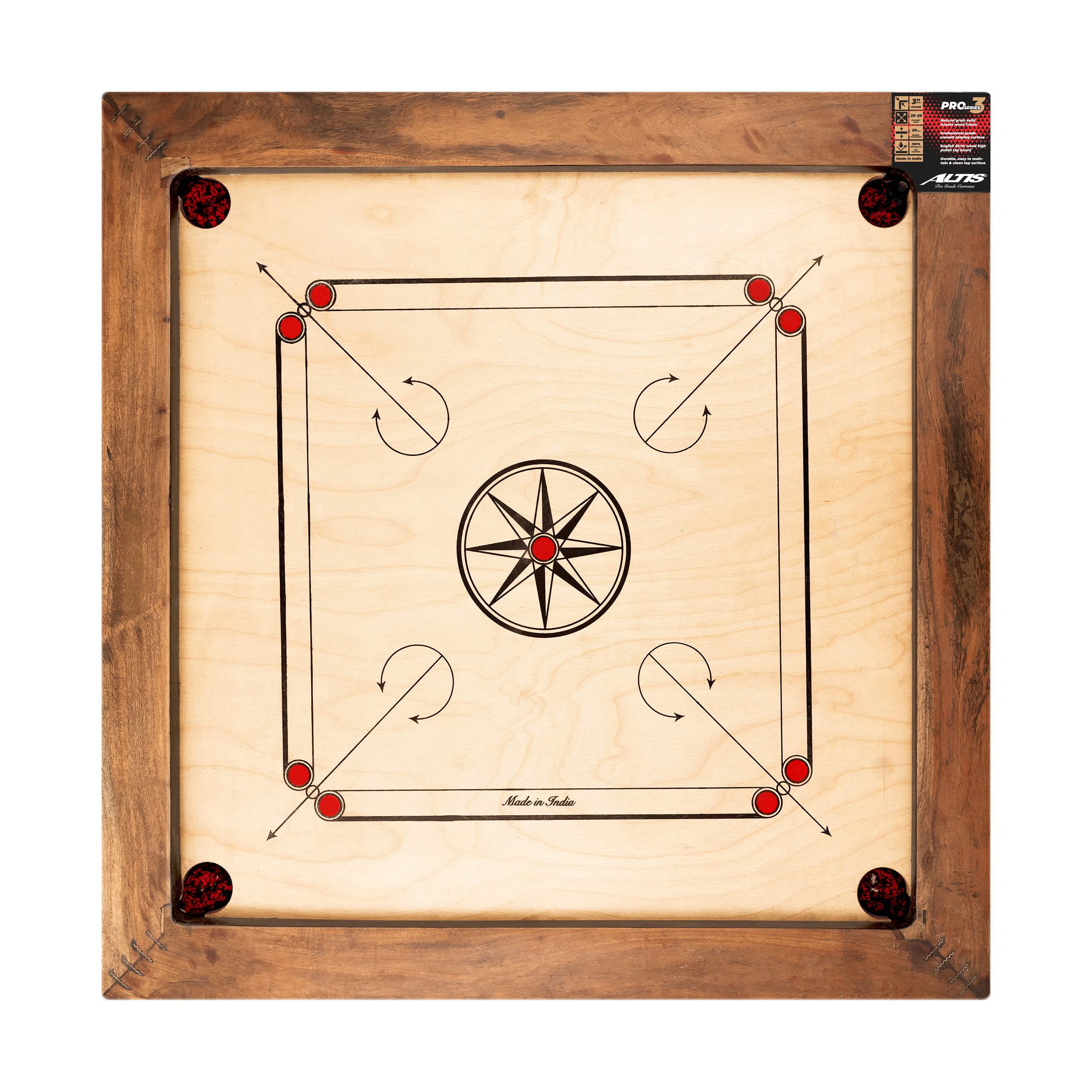 Photo 1 of Altis Pro Series Carrom Board Game Tournament Edition Full Size (36 X 36 Inches) Playing Area (29 X 29 Inches) Smooth Birch Plywood -Includes Coins Set