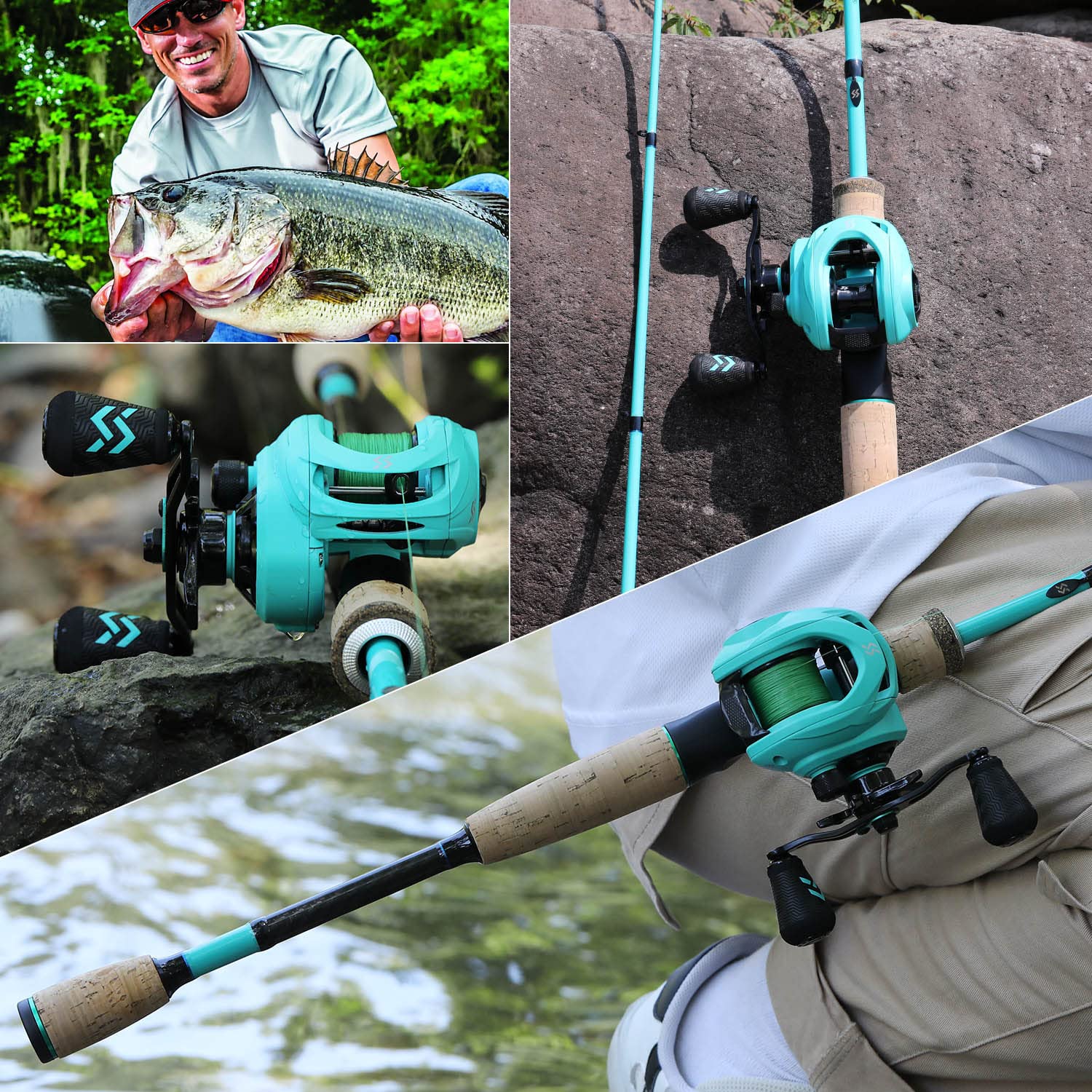 Sougayilang Baitcaster Combos, lekki zestaw przynęt, zestaw wędek M/MH Baitcasting, 2-częściowy zestaw wędki i kołowrotek 5,9FT/6,9FT