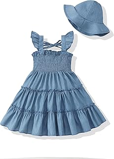 Kids Toddler Dress Baby Girl Summer Clothes Sleeveless Ruffle Smocked Dresses Little Girls Casual Boho Beach Sundress - Buy now
