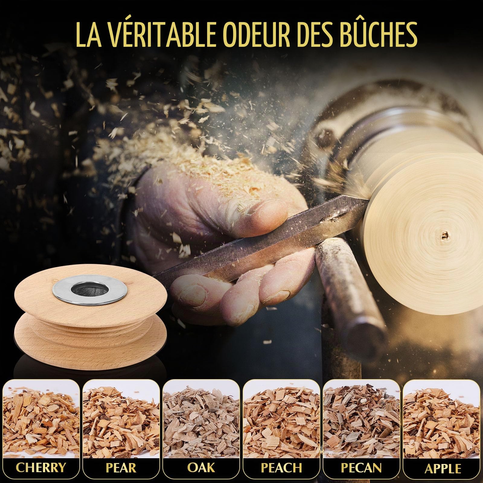 CWLAKON Kit de Fumeur de Cocktail avec Torche, Smoker Bourbon Old Fashioned Drink avec 6 Copeaux en Bois, Cadeaux d'anniversaire et Noël pour Hommes(sans Butane)