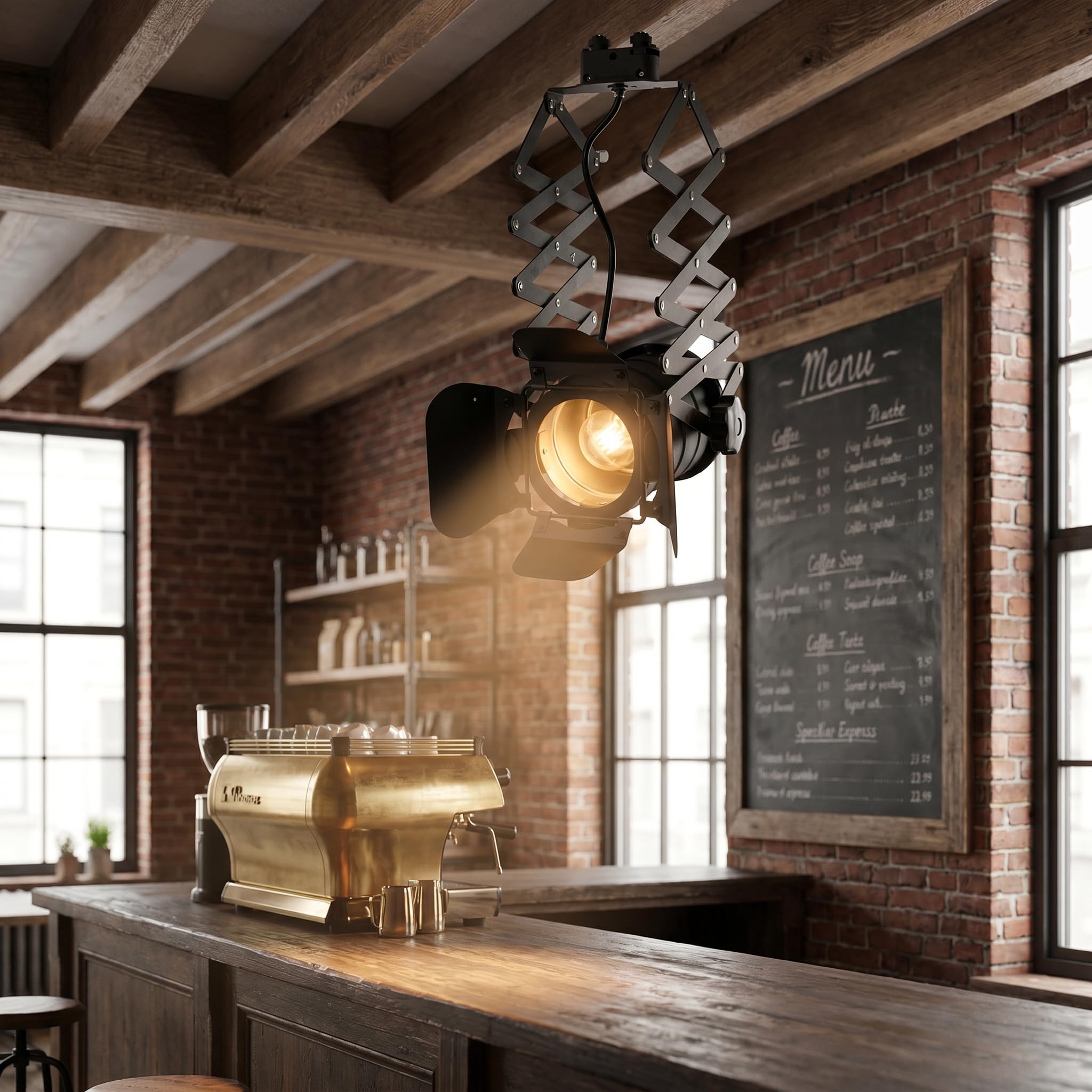 BARCELONA LED Foco de Carril Monofásico E27 Orientable Extensible Cinema Lámpara Estilo Cine Vintage Industrial Aluminio Negro Iluminación Direccional