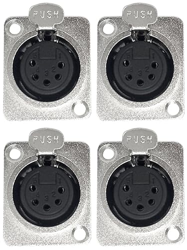 CESS Panel de conector hembra XLR de 5 pines/montaje en chasis (paquete de 4)