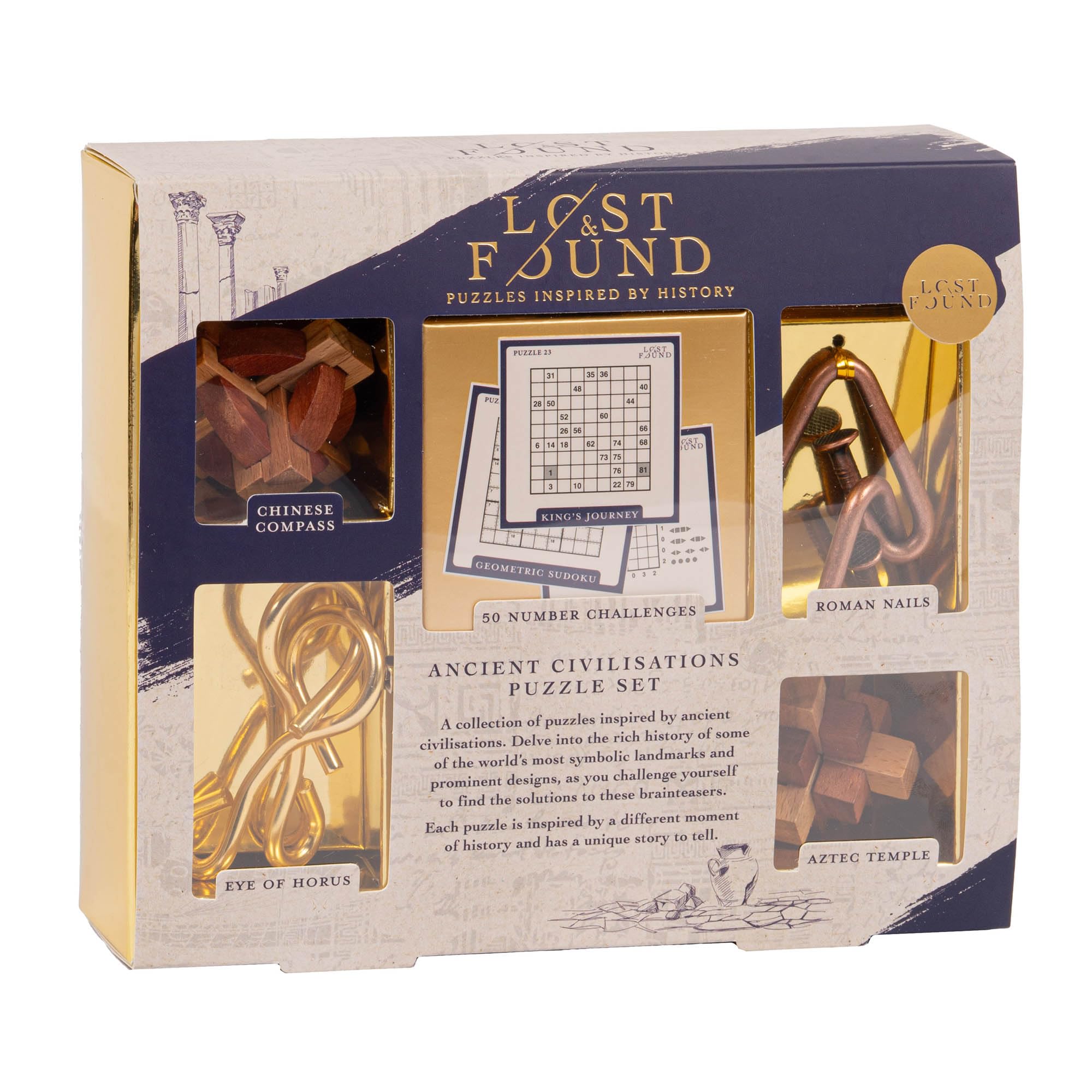 Ancient Civilization Brainteaser Puzzle Set of 5, 3-D Puzzles