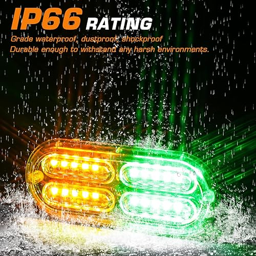 Miniatura 4 de LINKITOM 4pcs Ultra Slim Sync Feature 24-LED coche camión superficie montaje emergencia peligro advertencia luz estroboscópica (ámbar y verde)