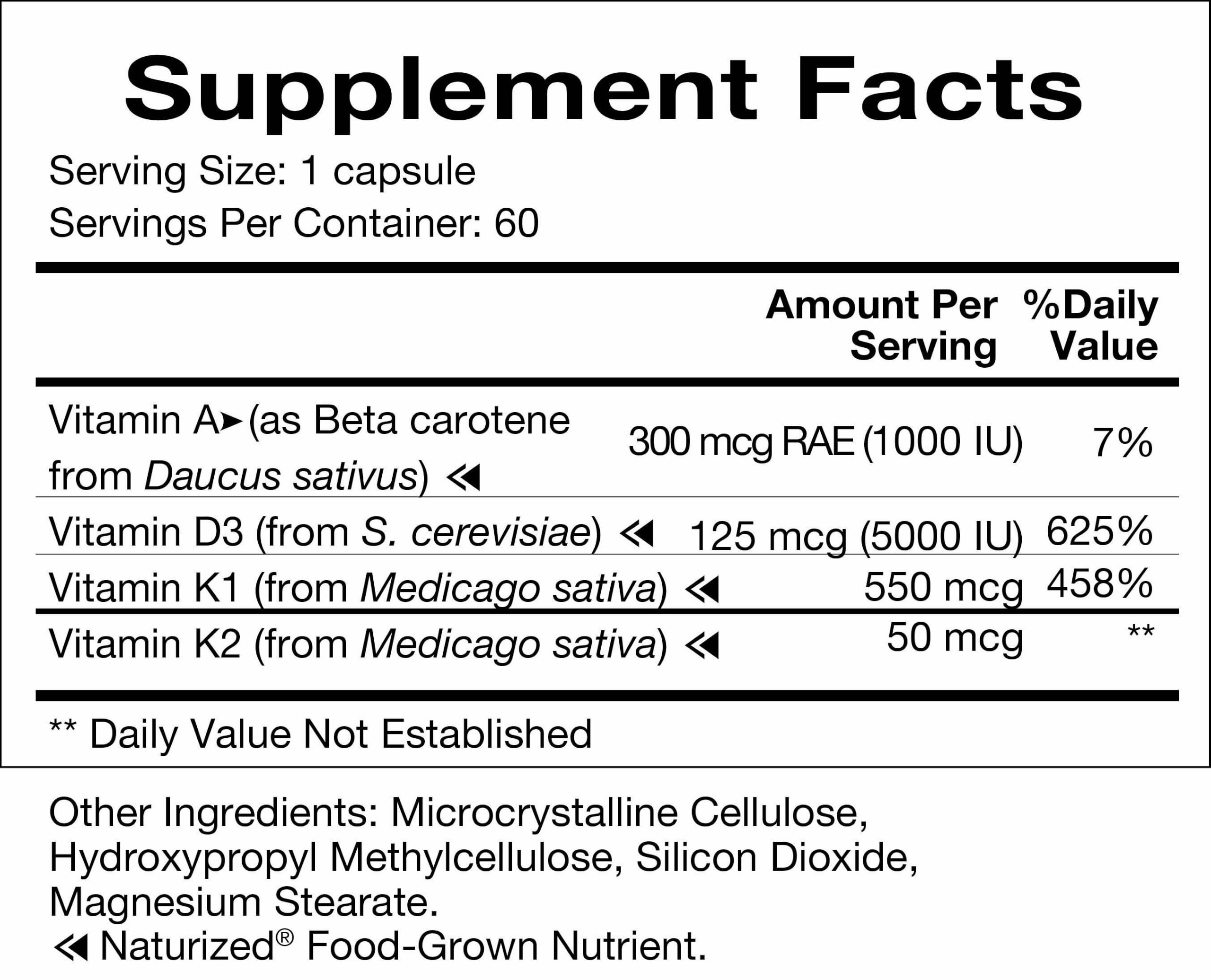 Natura Health Products D-A-K ADK Vitamin D3 5000 IU K2 K1 & A 60 Capsules — Amazon image 6