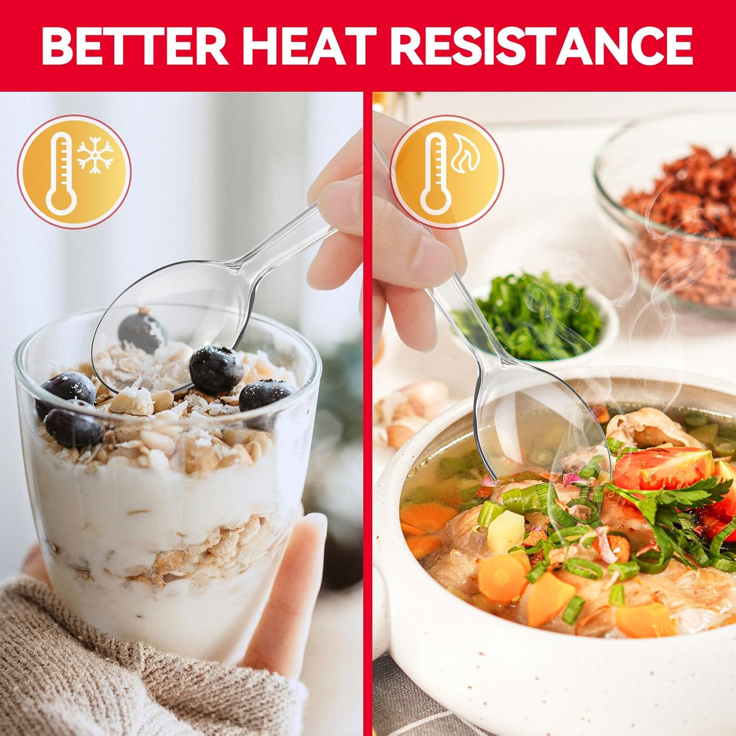 Plastic Soup Spoons, Heavy Duty Disposable Cutlery, Deepened Spoon Bowl