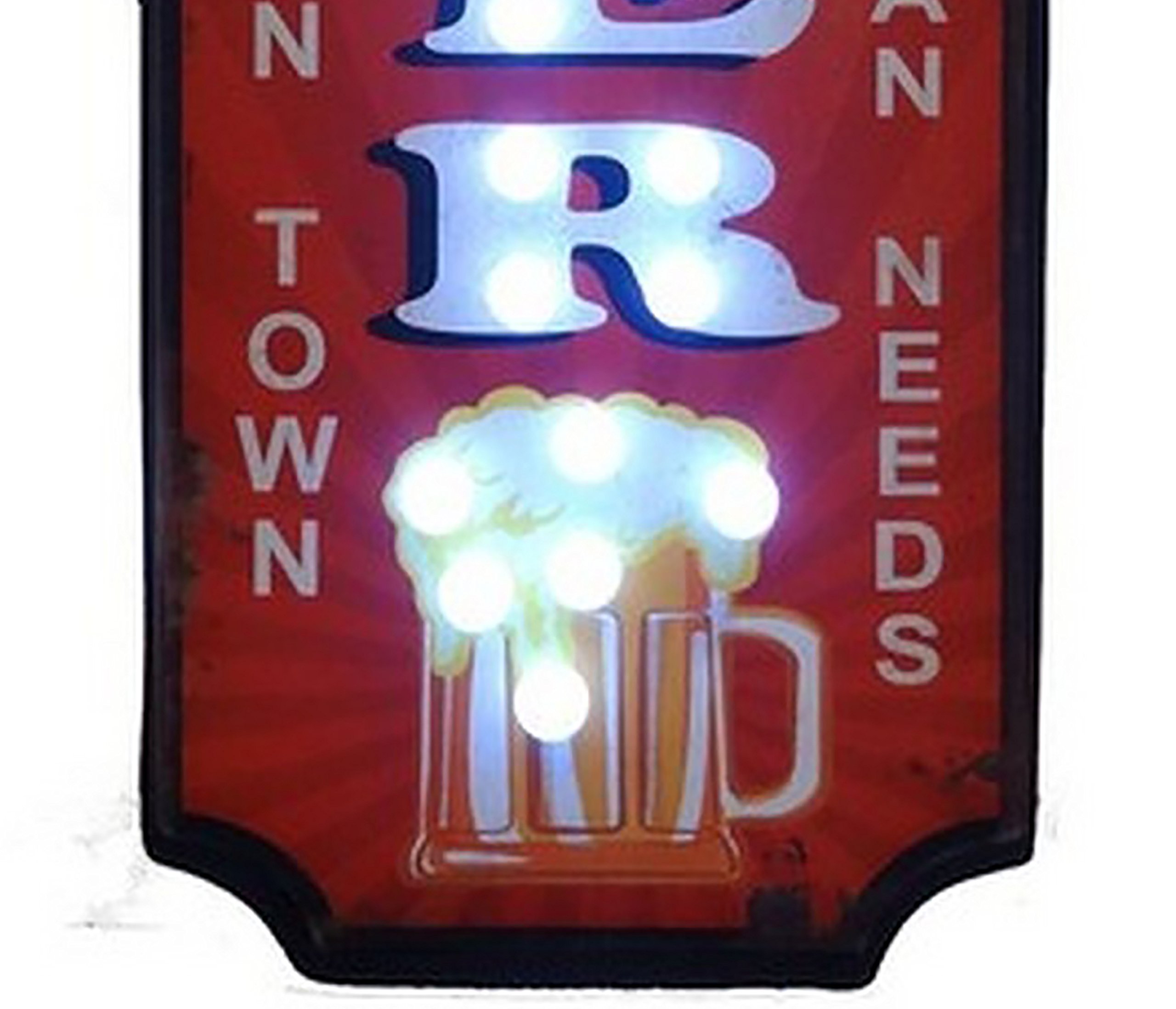 MAXIOCCASIONI Placa luminosa de cerveza para pubs y bares, 26 x 61 x 5 cm
