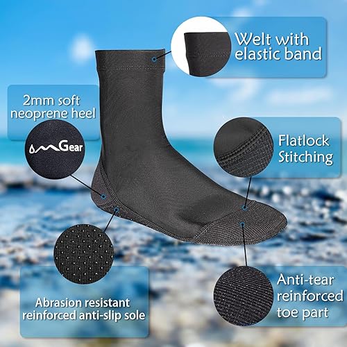 Vista 19 de OMGear Calcetines de agua a prueba de arena, calcetines de buceo de secado rápido para arena, fútbol, playa, voleibol Negro02