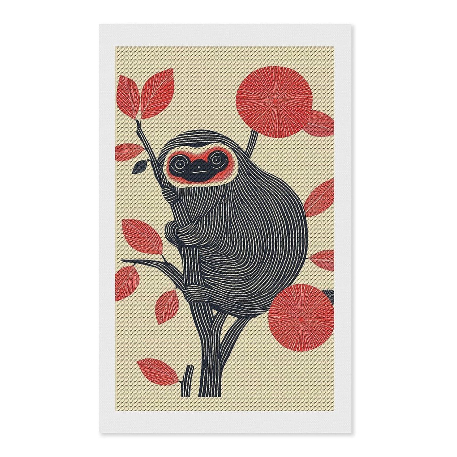 Junmoney Sloth in Tree Diamond Art Kit 12"x20", Bedroom Decor, Adhesive Canvas, Full Kit Included, Thoughtful Present, Birthday Gift