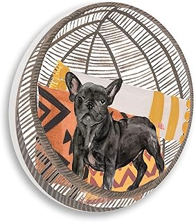 Stupell Industries Puppy Dog Woven Chair Boho Pet Painting Circular Wall Plaque, 12