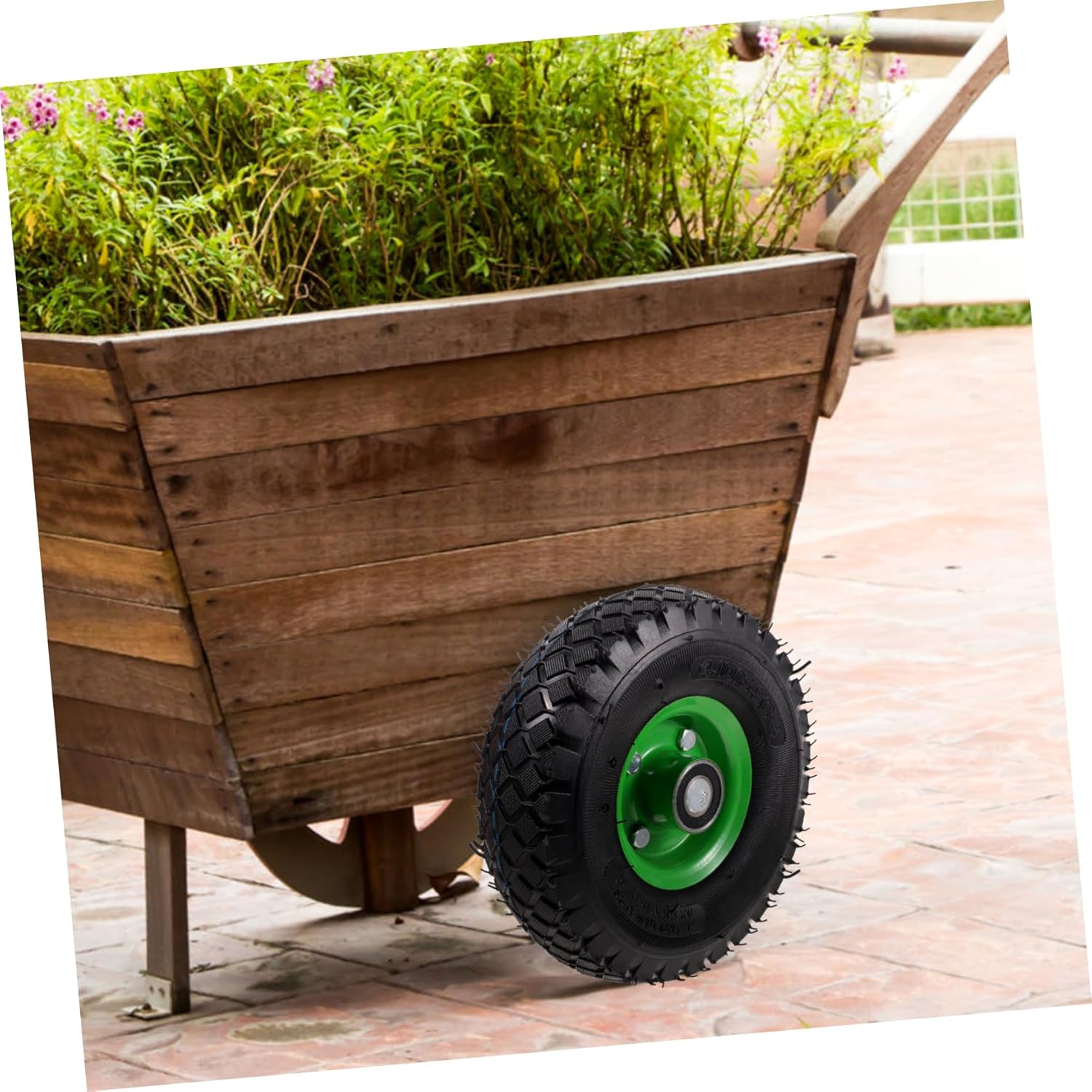 Garden Cart Replacement 10 Inch Solid Rubber Mute Tire for Boys and Girls Lawnmower Push Cart