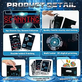 ArianQicult Top Secret Spy Party Favor Bags - 50Pcs Mysterious Secret Agent Goody Candy Treat Gifts Bags, Mystery Spy Themed Party Decorations for Kids Boys Girls Birthday Escape Room Events Supplies