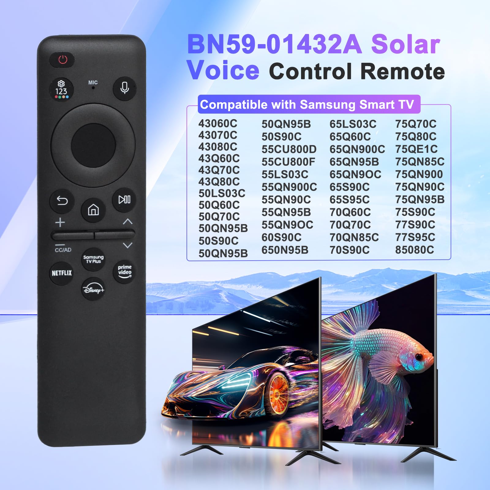 BN59-01432A - Telecomando di ricambio per Smart TV Samsung, con Bluetooth e ricarica di tipo C, per Samsung NEO QLED, Crystal UHD, OLED 4K TV, nero