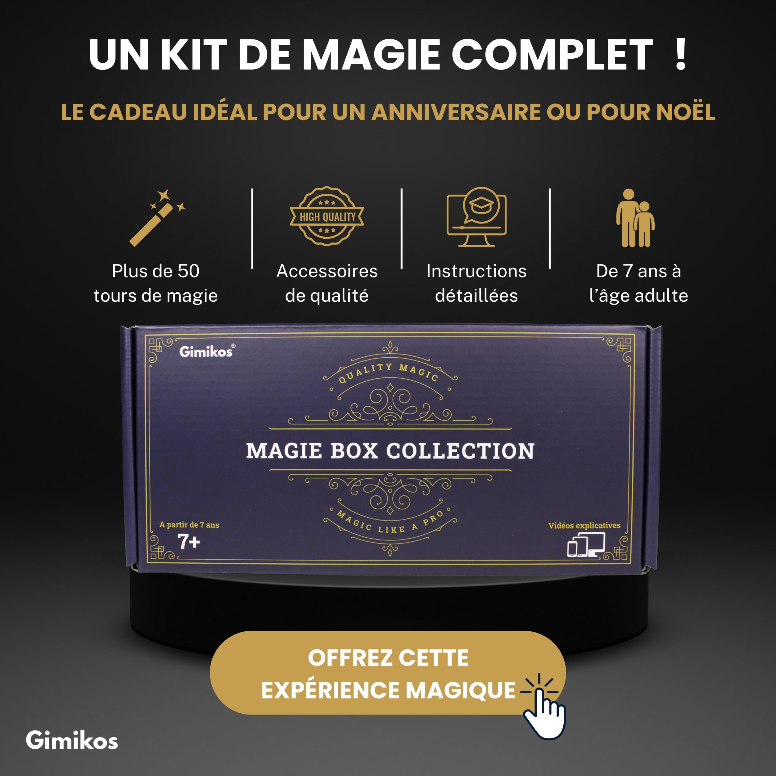 Boîte de Magie Enfant, Ado & Adulte - Édition 2 : Nouveaux Tours Exclusifs | Coffret Magicien avec 50 Illusions Inédites et Accessoires Magiques | Mallette Cadeau dès 7 Ans pour Noël ou Anniversaire