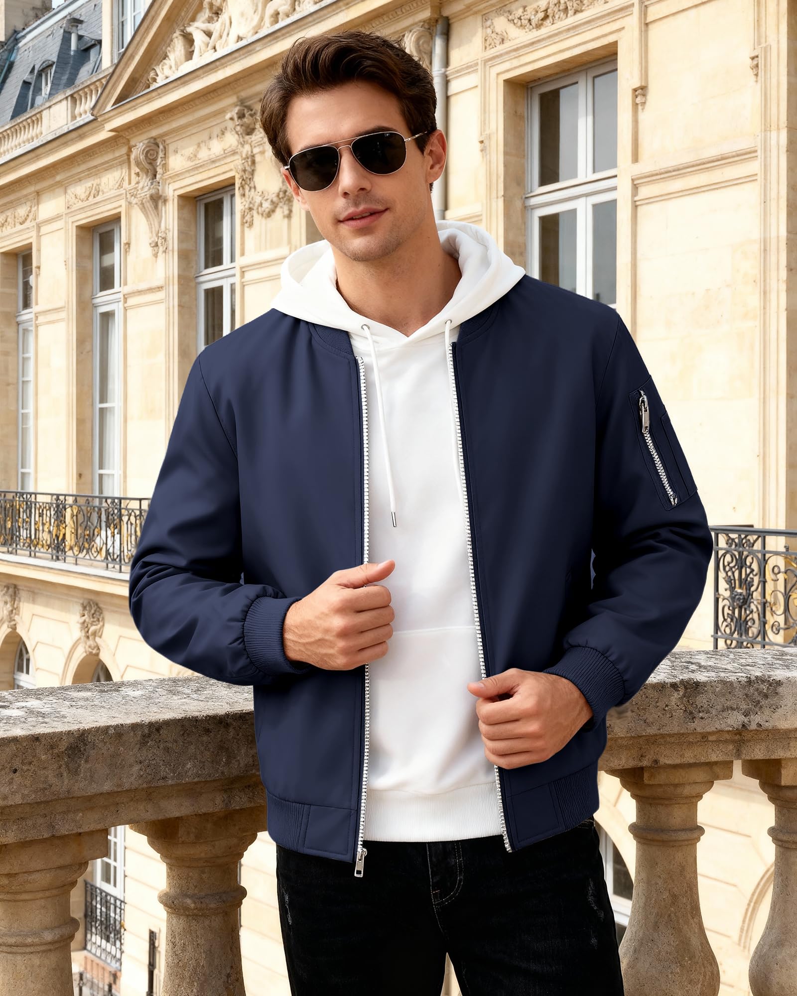 Herren Jacken Leichte Bomberjacke Blouson Jacke Übergangsjacke Stehkragen Outdoorjacke Frühling Herbst Windbreaker