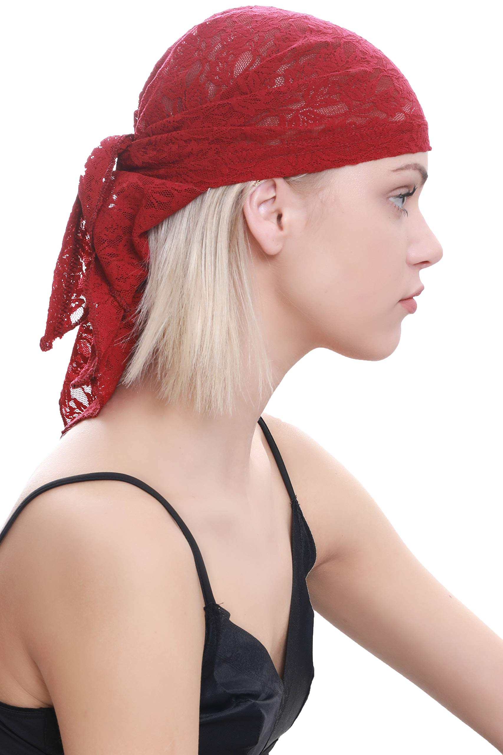Deresina Headwear Women's Burgundy Deresina's Embroidered Lace Bandana For Chemo ( - One Size)