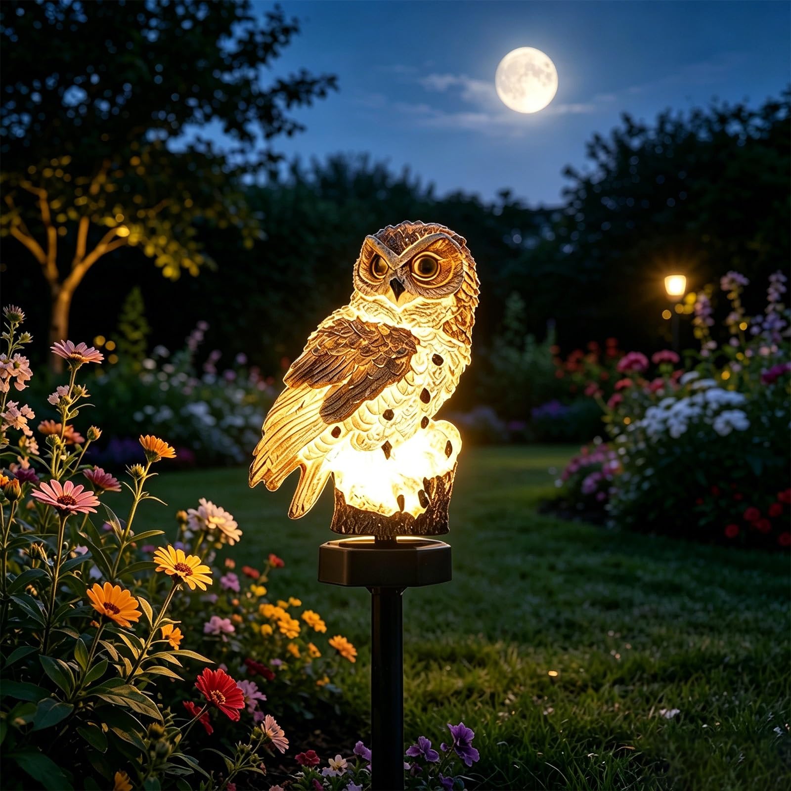 2026 Neu Lebensechtes Luma Eule, Lumaeule Solar Gartenlampe Beweglich, Gartendeko Eule, Solar Eules für Außen, Flexible Platzierung, Sofortiger Blickfang, Wetterfest Langlebig, für Garten/Hof(Braun)