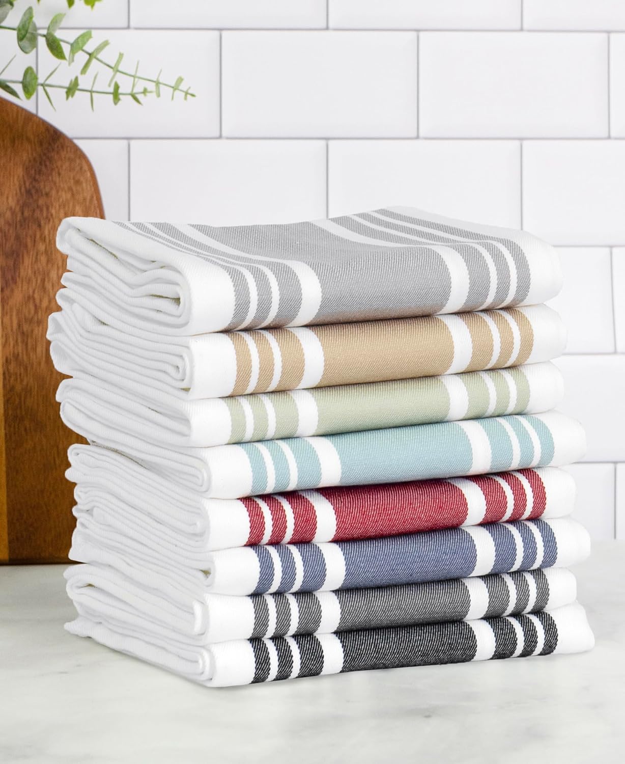 All-Clad Woven Bistro Kitchen Towels: Highly Absorbent, Super Soft Long Lasting - 100% Cotton, 20x30 Dish Towels for Cleaning & Drying Dishes, Pans, Glassware, or Countertops, (2-Pack), Chili